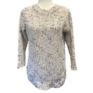 Moon & Madison Multi Open Knit Pullover Confetti Sweater Round Neck